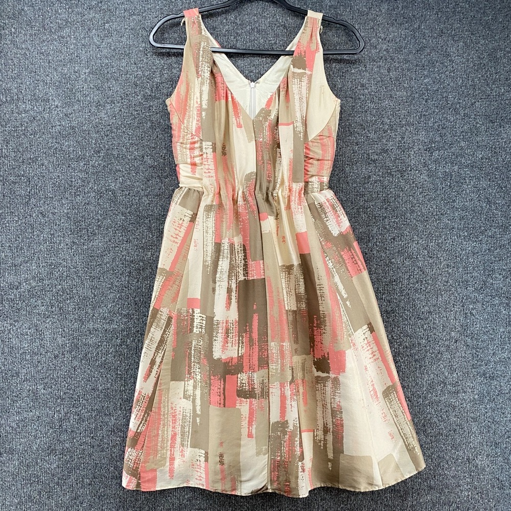 Banana Republic Silk Dress Womens 0 Watercolor V-Neck Ladies Cocktail‎ Old Money